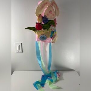 Vintage Easter Wind Sock Pastel Bunny Rabbit Tulips Outdoor Easter Decor 🌷 🐰